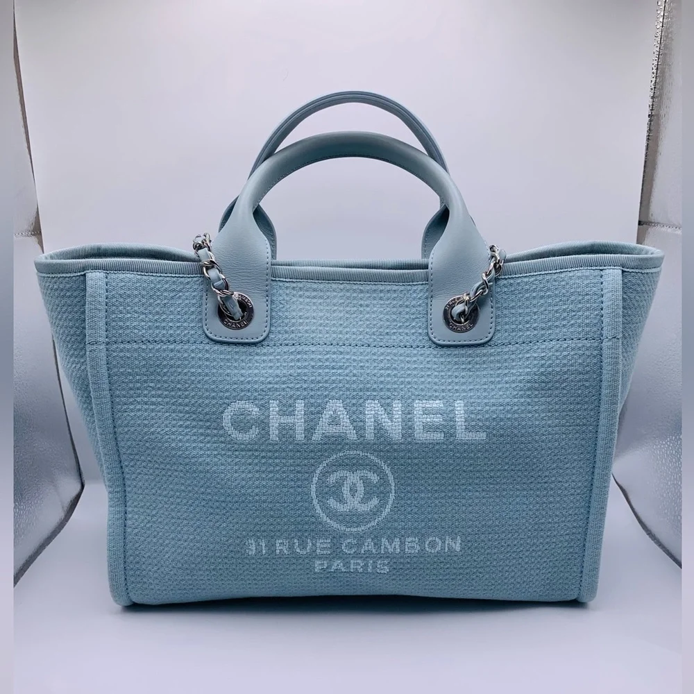 Chanel 2022 Small Deauville Tote w/ Pouch 💙 - Picture 4 of 16